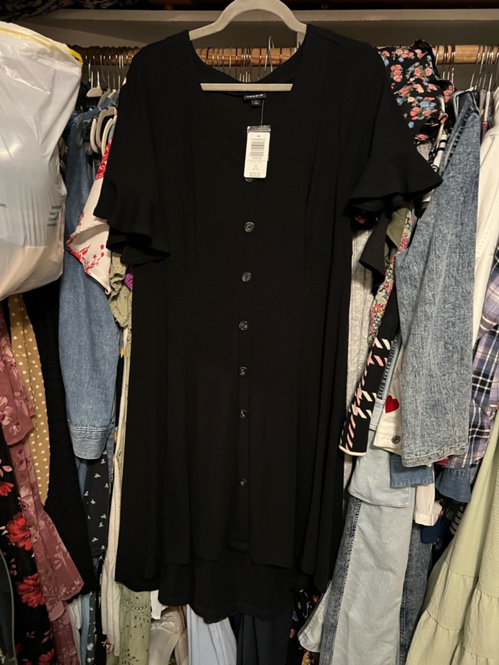 Torrid 1 X  Button-Front Women's Dress with Flutter Sleeves